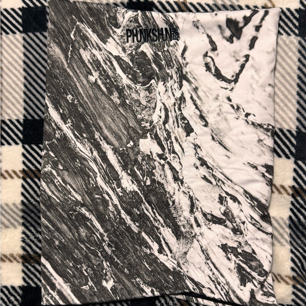 Phunkshun wear neck tube. Black and White Marble Print Scarf
